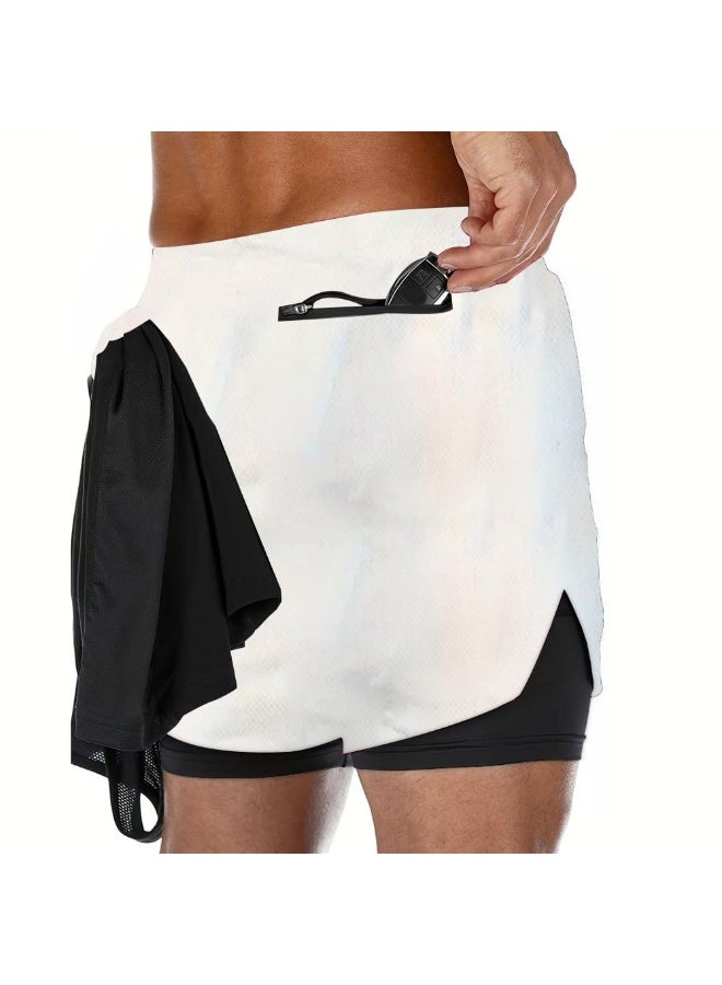 ناكسوس شورتات رياضية للرجال، شورتات رياضية للجري للرجال، شورتات رياضية برباط للرجال، شورتات رياضية فضفاضة بطبقتين وأربعة جيوب - Image 3